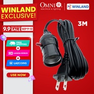 Omni by Winland Push Through E27 Bulb Socket Extension Cord Power Cable Wire 3m E27-613 E27613