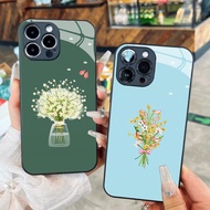 Colorful Chrysanthemum Glass Case with vibrant art drawings for iPhone 17 16 15 14 13 12 11 8 7 6 6s