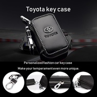 Car Key Bag Leather Zipper Large Capacity Loss Prevention Car Key Case Cover Wallet Pouch Accessories for Toyota Alphard Avanza Camry Corolla RAV4 Pirus Yaris Altis Estima Harrier