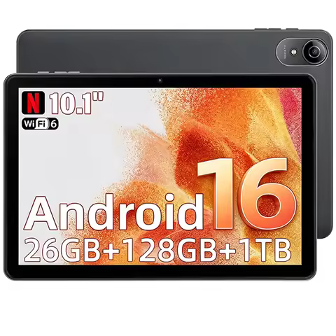 Android 16 Tablet 10.1 Inch GMS Certified Tablets 1.6 GHz 26GB(6+20) RAM 128GB ROM 1TB Expand WiFi 6