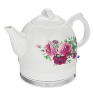 1.2L Electric Tea Water Kettle Ceramic Pot With Floral Rosess-3862