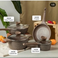 CAROTE Terra Original Brown Granite Non-Stick Frying Pan and Pan