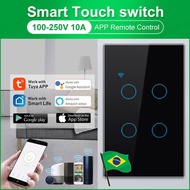 Wifi Smart Switch Smart switch for light|Voice Control Switch|smart switch need neutral 1/2/3/4 Gang Black/white Glass Panel Remote Control Timer