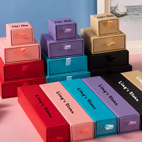 24Pcs Personalized Jewlery Paper Drawer Box For Rings Earrings Bracelet Pendant Necklace Packaging T
