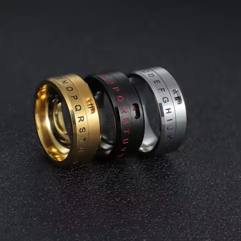 Men's Rings Date Calendar Time For Rotatable Jewelry 316L Letter Anxiety Fidget Rings For Man Emo Ti