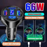 66w 4-In-1 Car Charger / High Quality Super Fast Charger / Multifunction Portable Digital Display Car Charger /