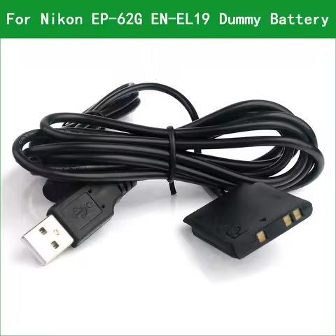 EN-EL19 Dummy Battery EP-62G Power Connector USB Cable for Nikon COOLPIX S100 S2500 S2550 S2600 S270
