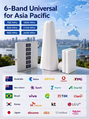 Israel Australia Korea Universal 6-Band Repeater Signal Amplifier Cellphone Mobile Network Booster w
