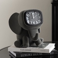 Rzone Creative Flocking Dog Clock Artistic Decorative Display Piece for Living Room Open Shelf Wine