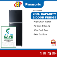 (Save 4.0) Panasonic Refrigerator (288L) AI ECONAVI Inverter Blue Ag Wide Fresh Case Sleek Design 2-Door Fridge NR-TV301BPKM