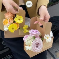 Wholesale 10 Paper Bags With 2 Compartments Of Flower Arrangements take away Milk Tea Drinks kraft Box 2 Flower Arrangements And Gift Drinks