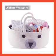 Baby Diaper Caddy Organizer Foldable Diaper Box Storage Bag Baby Stitching Cotton Thread and Cotton Rope Woven Diaper Bag Porable Nursery Diaper Basket DLYM