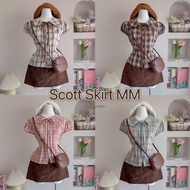 Set Of Lotus Collar Doll Sleeves Plaid Pattern Pleated Skirt MM Embroidery (Sold Separately) OOTD Se