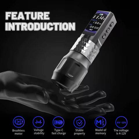 YILONG Wireless Tattoo Machine Coreless Motor Tattoo Pen with 2000MAH Battery LCD Display Tattoo Gun