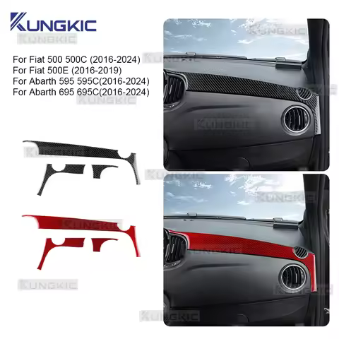 Real Soft Carbon Fiber Instrument Strip Sticker for Fiat 500 500C 2016-2024, 500E 2016-2019 & Abarth