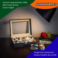 12-Slot Luxury Organizer Elegant Synthetic Leather Watch Storage Box with Neat Glass and Safe Stylis