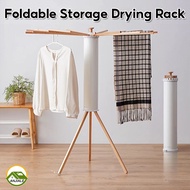 AJ Folding Drying Rack Indoor Floor Pole Hanging Clothes Rack Balcony Drying Rack Solid Wooden Drying Rack Aluminium Drying Pole