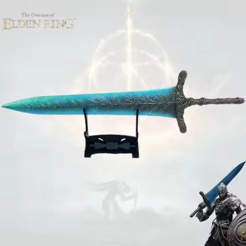 30cm 12inch Elden Ring Dark Moon Greatsword Keychain Cyan Frost High Quality Metal Key Ring Fantasy 