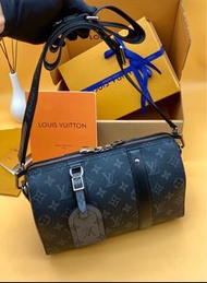 100%🆕 LV CITY KEEPALL Men Bag 男包 斜孭袋 健身包 旅行袋 黑色
