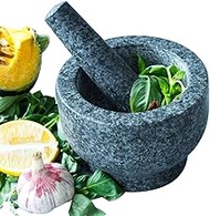 Large Pestle and Mortar Set - 13cm Diameter | Premium Durable Solid Marble | Grey Stone Spice &amp; Herb Crusher Grinder