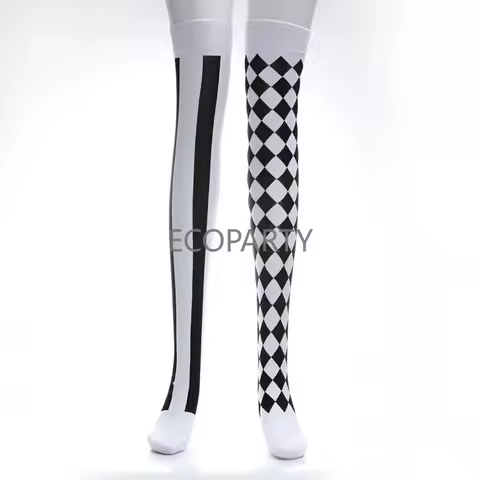 Adult Child Women Girls Halloween Costumes Cosplay Accessories Stockings Socks Black White Stripe Cl