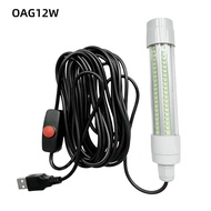 OAG12W Underwater Fishing Light, with 5M Cable USB Power Night Fishing Lure, Durable 5V 13W Waterpro