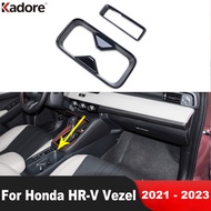 For Honda HR-V Vezel 2021 2022 2023 Black Car Front Water Cup Holder Frame Cover Trim Decoration Interior Molding Accessories