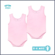 — Cotton Stuff - 2-piece Sleeveless Bodysuit (Pink)
