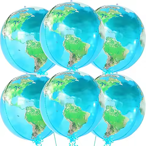 6/4/8 Pack of 22inch Transparent Earth Globe Aluminum Foil Balloons Suitable for Earth Day Theme, Ea
