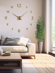 1入組塑料DIY大扭力靜音時鐘，最大100-120cm金色圓形DIY時鐘，適用於客廳裝飾