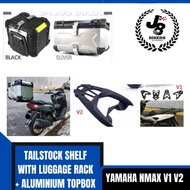 YAMAHA NMAX V1 V2  tailstock shelf with luggage rack + Aluminium Top Box X Design Kotak Motosikal