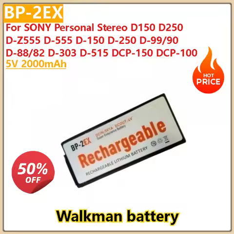 New 5V 2000mAh BP-2EX Walkman battery for SONY Personal Stereo D150 D250 D-Z555/555/150/250/99/90/88