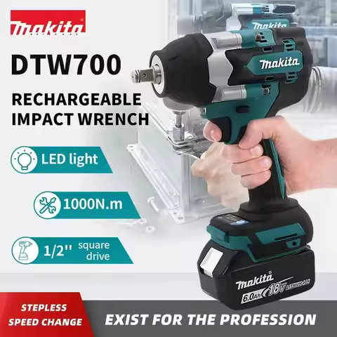 Makita DTW700 Cordless Impact Wrench 18V Brushless MotorHigh Effieiency Durable Auto Stop 700 Nm Var