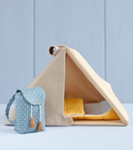 迷你娃娃縫紉花樣 PDF 露營套裝（帳篷、睡袋、背包）