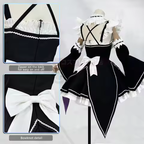 HOLOUN Zero Anime Rem Cosplay Costume Wig Lolita Maid Dress Black White Halloween Christmas