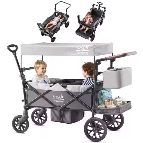 Wagon Stroller for 2 Kids, Stroller Wagon with Canopy, Storage Bag