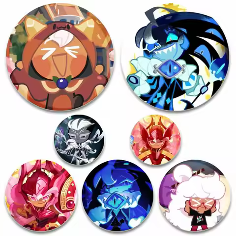 Game Role Black Sapphire Milky Way Button Pins Cookie Run Kingdom Round Brooches Cartoon Badges on B