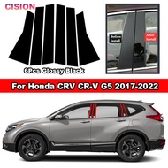6Pcs Glossy Piano Black Car Door Center Middle B C Pillars Post Cover Mirror Effect Trim For Honda C