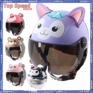 ☇Kids Motorcycle Half Helmets kawaii cute cartoon Dual Lens Scooter bike Helmet Casco Vespa Vil<=P>