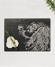 英國Selbrae House天然黑石板西班牙獵犬造型圓形蝕刻砧板/托盤