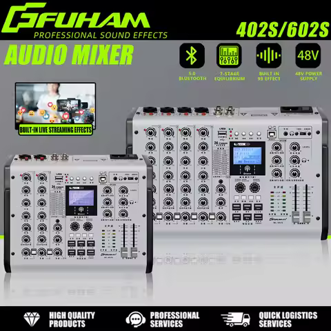 FUHAM ML-402/602 Mixer Dj 8/12 Channel Mixer Bluetooth 48V Phantom Power Karaoke System USB Mixer Au