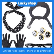 50's Costume Polka Dot Headband Necklace for Women 5pcs Disco Outfit Fancy Dress Party Outfits for G