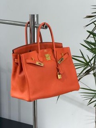 Hermrs Birkin35愛馬仕橙金扣