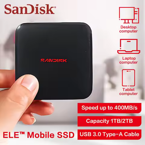 SanDisk ELE Mini Portable SSD Hard Drive 1TB 2TB Type-A and Type-C PSSD for iPhone 15 PRO Tablet PC 