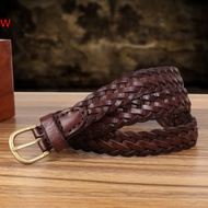 2024 New Handmade Woven Leather Belt First Layer Cowhide Vintage Pin Buckle Casual Ladies Belt