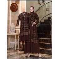 Queen Outfit-Gamis Couple Ibu Anak Set Outer Brukat Yasmin Dress Set Rompi Gamis Lebaran Couple 2026