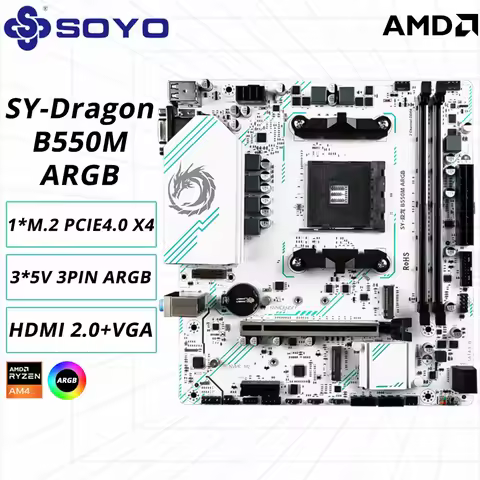 SOYO B550M Gaming Motherboard Micro-ATX Socket AM4 For Ryzen 5000 4000 3000 Series CPU Dual Channel 