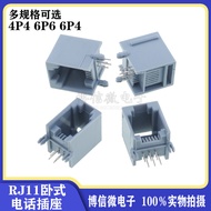 R RJ11 Socket Gray 6P6 4P4 6P4 RJ12 Telephone Socket 6-Core Crystal Head 623PCB Socket