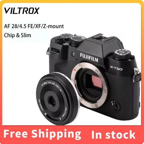 VILTROX Full Frame Camera Lens AF28mm F4.5 Retro Slim Chip Autofocus Lens For Fujifilm X Sony E Niko