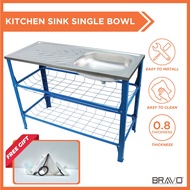 Kitchen Single Bowl/Rak Sinki Dapur Stainless Steel Sink With Plastic Stand Complete Set/Dapur Meja